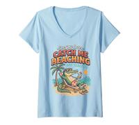 Femme Voir Plus Tard Moi Attraper la Plage ne Pas enseigner Alligator 2 T-Shirt avec Col en V