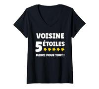Femme Voisin 5 Étoiles Merci pour Tout entraide Super voisine T-Shirt avec Col en V