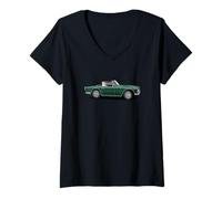 Femme Voiture de Sport Classique Britannique TR4 T-Shirt avec Col en V