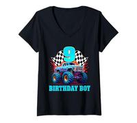 Femme Voiture Monster Truck 9 ans pour garçon T-Shirt avec Col en V