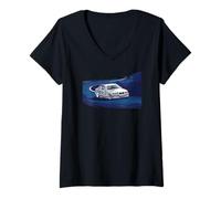 Femme voitures tuner rétro de course automobile super SEDAN Family Spec T-Shirt avec Col en V