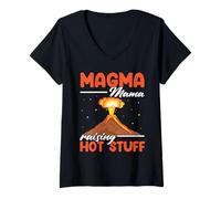 Femme Volcano Lover Magma Mama élève des Trucs Chauds Géologue T-Shirt avec Col en V