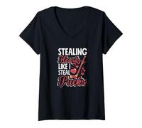 Femme Voler des cœurs comme Je Vole des palets de Hockey pour la Saint-Valentin T-Shirt avec Col en V