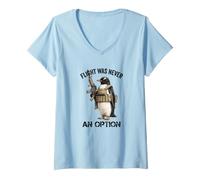 Femme Voler n'a jamais été Une Option Penguin Funny Meme T-Shirt avec Col en V