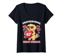 Femme Voleur de cœur Professionnel de Saint-Valentin 6 7 Golden Retriever T-Shirt avec Col en V