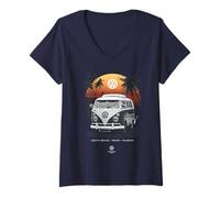 Femme Volkswagen T1 Camper Beach Sunset en Floride T-Shirt avec Col en V