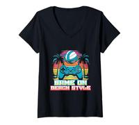 Femme Volley-ball De Plage Game On Beach Style T-Shirt avec Col en V
