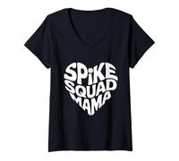 Femme Volley-Ball Spike Squad Mama Mom Fan Joueuse Supporter T-Shirt avec Col en V