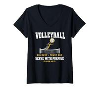 Femme Volleyball Dig Deep Trust God Serve Purpose Isaiah 40:31 T-Shirt avec Col en V