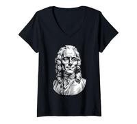 Femme Voltaire Écrivain des Lumières, Portrait T-Shirt avec Col en V