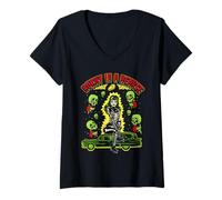 Femme Voodoo Creepers, Fille Gothique Sexy excitée dans Un corbillard T-Shirt avec Col en V