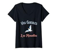 Femme Vos Gueules Les Mouettes Humour Expression T-Shirt avec Col en V