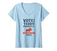 Femme Votez la Campagne Teddy Roosevelt Bull Moose Party T-Shirt avec Col en V