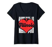 Femme Votre cœur Manque à Quelqu'un dans l'Illinois T-Shirt avec Col en V