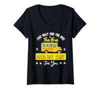 Femme Vous attendez le bus Le bus, l'école, le chauffeur d'autobus, l'école drôle T-Shirt avec Col en V