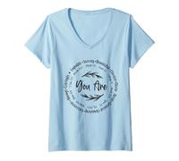 Femme Vous êtes aimé, fort et beau verset de la Bible T-Shirt avec Col en V