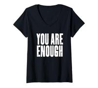 Femme Vous êtes assez de mots motivants et réconfortants T-Shirt avec Col en V