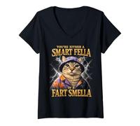 Femme Vous êtes Soit Un Gars Intelligent, pète Une Odeur de Chat drôle T-Shirt avec Col en V