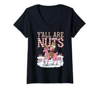Femme Vous Êtes Tous des Noix Casse-Noisette Pyjama De Noël Drôle T-Shirt avec Col en V