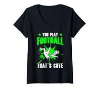 Femme Vous jouez au Football C'est Mignon VTT Downhill Bike T-Shirt avec Col en V