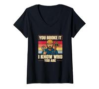 Femme Vous l'avez cassé, Je Sais Qui Vous êtes, Directeur des installations Vintage T-Shirt avec Col en V