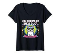 Femme Vous m'avez découvert Le Nouveau DLC Cat Shades Pixel Art T-Shirt avec Col en V