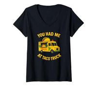 Femme Vous m'avez fait venir à Taco Truck Funny Foodie Retro T-Shirt avec Col en V
