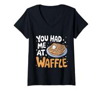Femme Vous m'avez mangé des gaufres au Waffle T-Shirt avec Col en V