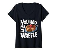 Femme Vous m'avez mangé des gaufres au Waffle T-Shirt avec Col en V