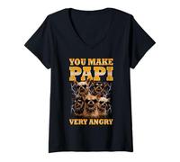 Femme Vous Mettez Papi très en colère T-Shirt avec Col en V