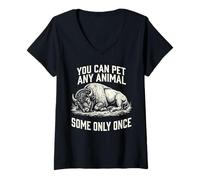 Femme Vous ne Pouvez caresser n'importe Quel Animal, Une Seule Fois (Bison, Sarcasme drôle) T-Shirt avec Col en V