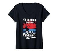Femme Vous ne pouvez pas acheter le bonheur, mais vous pouvez aller à la pêche en tant que pêcheur T-Shirt avec Col en V