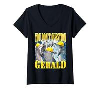 Femme Vous ne remettez Pas en Question Gerald Funny Dolphin Bootleg Graphic T-Shirt avec Col en V