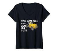 Femme Vous Pouvez Tirer 90,7 kg, C'est Un Adorable opérateur de dépanneuse T-Shirt avec Col en V