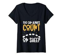 Femme Vous pouvez toujours compter sur les moutons sans sommeil T-Shirt avec Col en V