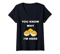Femme Vous Savez Pourquoi Je suis Ici Dîner de Thanksgiving Amusant avec Deviled Egg T-Shirt avec Col en V