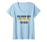 Femme Vous Savez Pourquoi Je suis là, des œufs farcis Amusants pour Thanksgiving T-Shirt avec Col en V