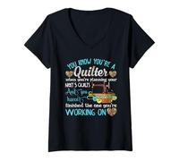 Femme Vous Savez Que Vous êtes Un Quilter Lorsque Vous planifiez Votre Prochain T-Shirt avec Col en V