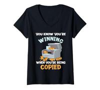 Femme Vous Savez Que Vous gagnez Lorsque Vous êtes copié Mignon Copycat T-Shirt avec Col en V
