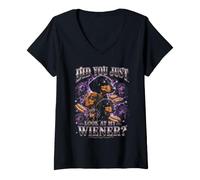 Femme Vous venez de Regarder Mon Wiener Dachshund Bootleg T-Shirt avec Col en V