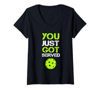 Femme Vous venez de Vous Faire Servir Pickleball Funny Pickleball Player Sport T-Shirt avec Col en V
