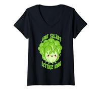 Femme Vous Voulez de la Salade? Salade Savoir! Salad Pun T-Shirt avec Col en V