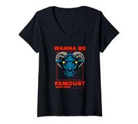 Femme Vous Voulez être célèbre ? (Diable Goat) T-Shirt avec Col en V