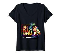 Femme Vovinam Viet Vo Dao Art martial vietnamien T-Shirt avec Col en V