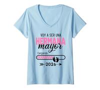 Femme Voy A Ser Una Hermana Mayor 2026, Hermana Mayor 2026 T-Shirt avec Col en V
