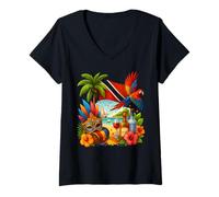Femme Voyage au Drapeau de Trinité-et-Tobago Caraïbes T-Shirt avec Col en V