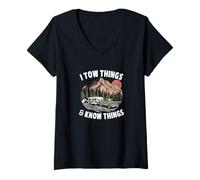 Femme Voyage d'aventure en camping sauvage, je remorque des choses et je sais des choses T-Shirt avec Col en V