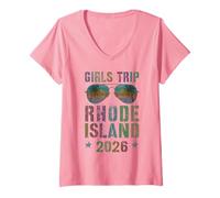 Femme Voyage de croisière Vacay pour Filles impertinentes Rhode Island 2026 T-Shirt avec Col en V