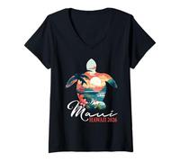 Femme Voyage de Vacances d'été en Famille Turtle Paradise 2026 à Maui Hawaii T-Shirt avec Col en V