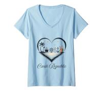 Femme Voyage de Vacances pour Filles Croisière République tchèque T-Shirt avec Col en V